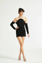 Mercédès süslemeli mini elbise