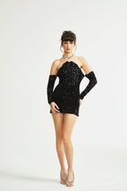 Mercédès süslemeli mini elbise