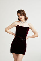 Tovelina kadife mini elbise