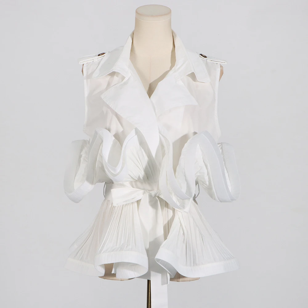 Pileli Volanlı Bağcıklı Ceket