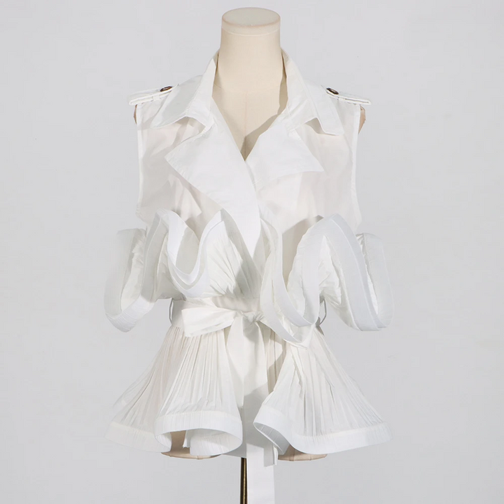 Pileli Volanlı Bağcıklı Ceket