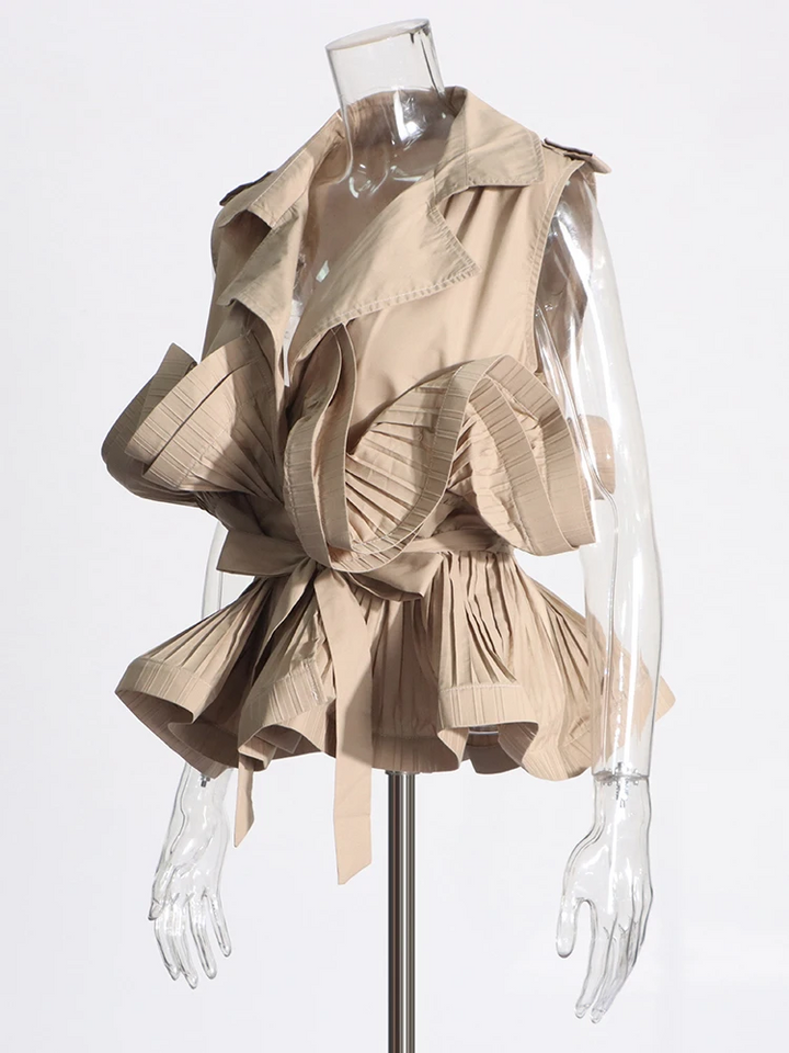 Pileli Volanlı Bağcıklı Ceket